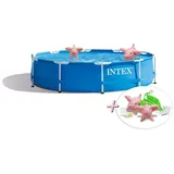 Intex Pool 28200NP - Metal-Frame Pool (305x76cm) + aufblasbare Schwimmtiere blau