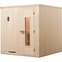 Sauna WEKA "Halmstad", beige (natur), Saunaofen, externe Steuerung, 7,5 kW, Saunen, 7,5 kW-Ofen mit digitaler Steuerung