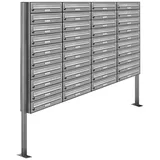 AL Briefkastensysteme 40 Fächer Premium Edelstahl Stand Briefkasten Anlage für Post A4 modern, robust, wetterfest, Artikelnummer: 132V40S4