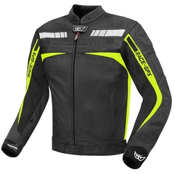 Berik Conquest Motorrad Lederjacke, schwarz-gelb, Größe 48 für Männer