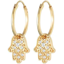 Elli Creolen Anhänger Hamsa Hand Zirkonia 925 Silber   Damen 