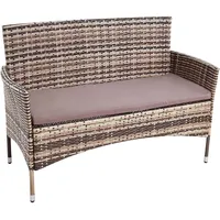 Estexo Gartenbank Rattan Gartenmöbel 2-Sitzer Polyrattan Sitzbank Sitzkissen Braun