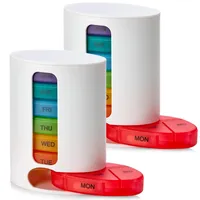 MEDca Pillendose Woche, 1 Spender, 7 bunte Fächer, viermal täglich stapelbar – Morgen, Mittag, Abend und Schlafenszeit, Weiß, 2 Stück
