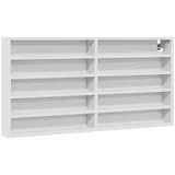vidaXL Vitrinenschrank, Sammlervitrine 10 Ablagen, Hängevitrine Wandregal für Wohnzimmer, Glasvitrine Wandvitrine Hängeregal, Weiß Holzwerkstoff