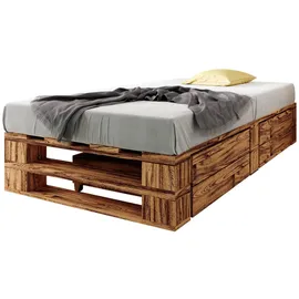 sunnypillow Palettenbett M2 100 x 200 cm Braun