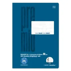 10 Stück Staufen Notenheft 040790015 / Notensystem mit Hilfslinien, 90g, blau 9001939837539 Staufen