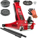 Wagenheber hydraulisch 3T 75-515 mm + 2x Gummi + Montagehandschuhe Rangierwagenheber mit Doppelkolben Tief PKW SUV flach Wohnmobil Auto Heber SN9315