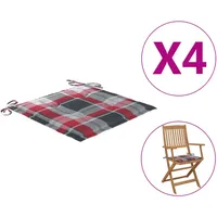 VidaXL Gartenstuhl-Kissen 4Stk. Rot Karomuster 40x40x3cm Oxford-Gewebe