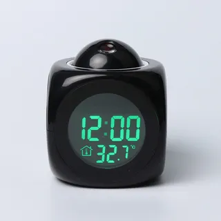 Eosnow - Projektionsuhr led -Anzeige Alarm Mini Voice Timing Digitaler Projektor mit usb -Kabelschwarz