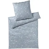 ELEGANTE Mako Jersey Bettwäsche Cotton Flower", (bleu), 135x200+80x80 cm