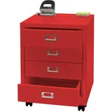 Mendler Rollcontainer HWC-L49, Schubladenschrank Stahlschrank Aktenschrank, Metall 55x40x41cm 4 Schubladen ~ rot