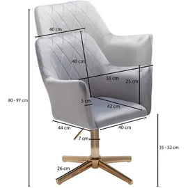 KADIMA DESIGN Sessel-Drehstuhl TANARO: Samtbezug, Eisenuntergestell, Armlehnen, 360° drehbar, Polyesterstoff.