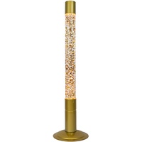 FISURA - Große Glitzer-Lavalampe. XXL-Lavalampe mit goldenem Sockel, transparenter Flüssigkeit und mehrfarbigem Glitter. Stehleuchte 20 x 20 x 75 cm.