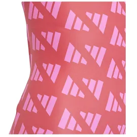 adidas Logo Graphic V-Back Kids Badeanzug Semi Lucid Red / Lucid Pink 164    