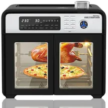Best Direct® Minibackofen Chef O Matic Double Door Oven, XXL Heißluft Backofen, Airfryer ohne Öl, 28 Liter, 1700 Watt schwarz