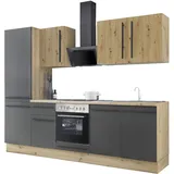 kochstation Küchenzeile »KS-Florida mit 38mm starker Arbeitsplatte«, Breite 270 cm, wahlweise mit E-Geräten, Soft-Close-Funktion schwarz