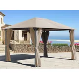 QUICK STAR Metall Garten Pavillon Nizza 3x4m Sand mit 4 Seitenteilen