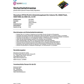 Waveshare R7FA4 PLUS A Entwicklungsboard für Arduino R4, 256kB Flash, 32kB RAM, bis 2000 mA, 3.3-5V