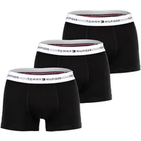 TOMMY HILFIGER Herren Boxershorts, 3er Pack - Trunks, Logo, Cotton Stretch Schwarz/Weiß S