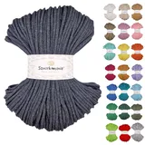 Sznurkomania, Geflochtene Baumwollkordel 5mm 100m, 46 Farben, Häkelkordel, Makramee Kordel, Makramee Garn, Premium Garn, Makramee Seil, (Anthrazit)