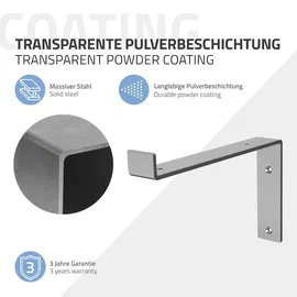 ML-Design 2 Stück Regalhalterung 25x4x14,5 cm Grau, aus Metall, 10 Zoll Regalhalterungen, Industrielle Regalwinkel, Regalträger für Wandmontage, 90grad Wandhalterung, L-Form Wandregal, mit Schrauben
