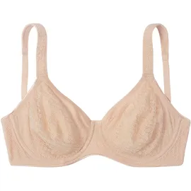 PETITE FLEUR T-Shirt-BH PETITE FLEUR, Damen, Gr. 100, Cup B, blau (marine, toffee), Spitze, Obermaterial: 86% Polyamid, 14% Elasthan, BHs T-Shirt-BH, mit Bügel und grafischer Spitze, Basic Dessous