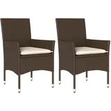 vidaXL Gartenstuhl mit Kissen 54,7 x 62,7 x 23,9 cm braun 2 St.