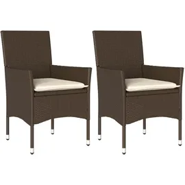 vidaXL Gartenstuhl mit Kissen 54,7 x 62,7 x 23,9 cm braun 2 St.