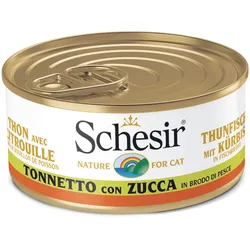 Schesir in Kochbrühe 24 x 70g Dose Katzennassfutter Thunfisch mit Kürbis in Kochbrühe