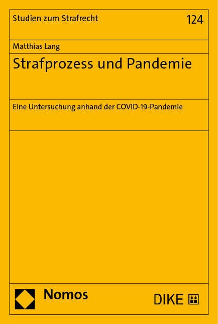 Strafprozess Und Pandemie - Matthias Lang  Kartoniert (TB)