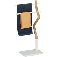 Relaxdays Handtuchhalter stehend, Handtuchständer mit 2 Stangen, für Hand-&