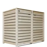 Mülltonnenverkleidung Holz 120L - 240L Natur mit Rückwand vormontiert Müllcontainer Mülltonnenschrank Mülltonne Mod.Hamburg (2 Tonnen)