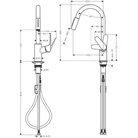 Hansgrohe Focus M41 240 2jet edelstahl finish 31815800