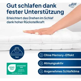 AM Qualitätsmatratzen Fester Matratzen Topper 140 x 200 cm weiß