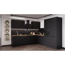 Küchen-Preisbombe Winkelküche Siena L-Form 280 cm Schwarz matt