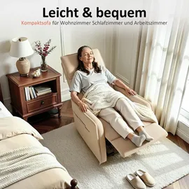 MCombo Fernsehsessel 7027 Stoff 67,5 x 105 x 86,5 cm Beige elektrisch mit Aufstehhilfe