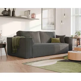 idohome Schlafcouch Cord 3-Sitzer Silber
