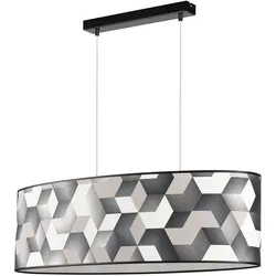 BRITOP LIGHTING Pendelleuchte "ESPACIO", schwarz-weiß (schwarz, weiß, beige), H: 120cm, Lampen, Hängeleuchte, Lampenschirm aus laminierter Tapete, Kürzbar