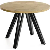 ESSTISCH Ravero runder ausziehbarer, Eiche Hell Braun 100/100/77 cm