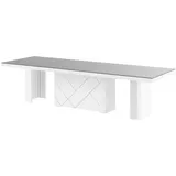 designimpex Esstisch Design HEK-111 Grau / Weiß Hochglanz XXL ausziehbar 180 bis 468 cm grau