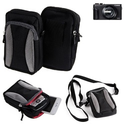 K-S-Trade Kameratasche für Canon PowerShot G5 X Mark II, Fototasche Gürtel-Tasche Holster Umhänge Tasche Kameratasche grau|schwarz