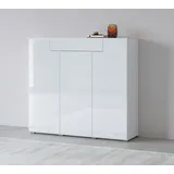 INOSIGN Highboard »Toledo,Breite 147,5 cm,trendige Hochkommode mit 3 Türen 1SK«, Hochschrank mit viel Stauraum, stylische Hochglanzfronten, weiß