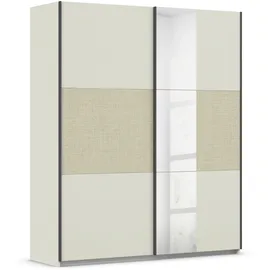 Rauch Schwebetürenschrank »Senja«, mit Spiegel und Bauchbinde in angesagter rattanoptik), beige