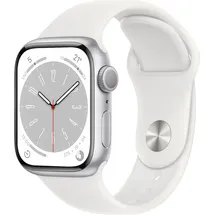 Apple Watch Series 8 GPS 45 mm Aluminiumgehäuse silber, Sportarmband weiß