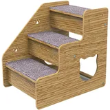 Hundetreppe für Hochbetten,Hunderampe für Bett | 3-stufige Haustiertreppe und Rampe aus Holz für mittelgroße/kleine Hunde und alte Katzen - rutschfeste Haustier-Stufen-Hunde-/Katzenleiter für Betten,