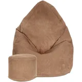 DreamRoots Sitzsack, Hellbraun, 70x105x70 cm, Oeko-Tex® Standard 100, Wohnzimmer, Hocker, Sitzsäcke, XXL Sitzsäcke