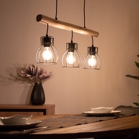 GLOBO Pendelleuchte Hängeleuchte Esszimmerleuchte Deckenleuchte Wohnzimmerlampe, Holz Balken, Rustikal Vintage Retro, 3-Flammig, l 60 cm