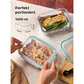 Praknu Frischhaltedose Glasbehälter weiß 1,0 l 4-teiliges Set