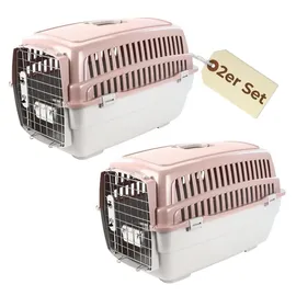 GarPet 2er Set Transportbox IATA Flugbox Flugzeug Hundebox Hunde Transportbox Hund für 2 Tiertransportbox Hundetransportbox Gr. L