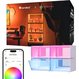 FANTAQI Smart LED-Schuhboxen, Sneaker-Vitrine, stapelbare Schuhaufbewahrung, Organizer, Sammelkiste, Figuren und Sammlerstücke, Vitrine (4er-Pack Starter-Set)